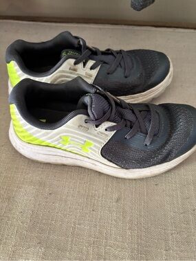 Under Armour Black and Neon Yellow Kids' Athletic Shoes